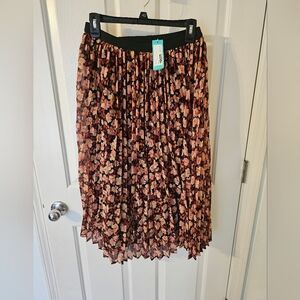 SANCTUARY NWT Pleated Floral Midi Skirt In Blush Multi-Color Size S